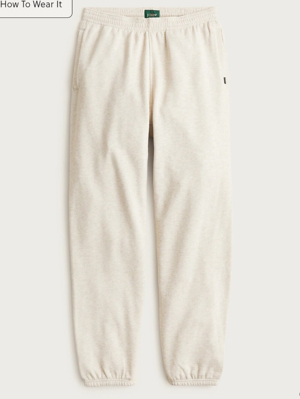 J Crew '83 fleece sweatpant Men's CO177 Size L NWT In Heathered Ecru
